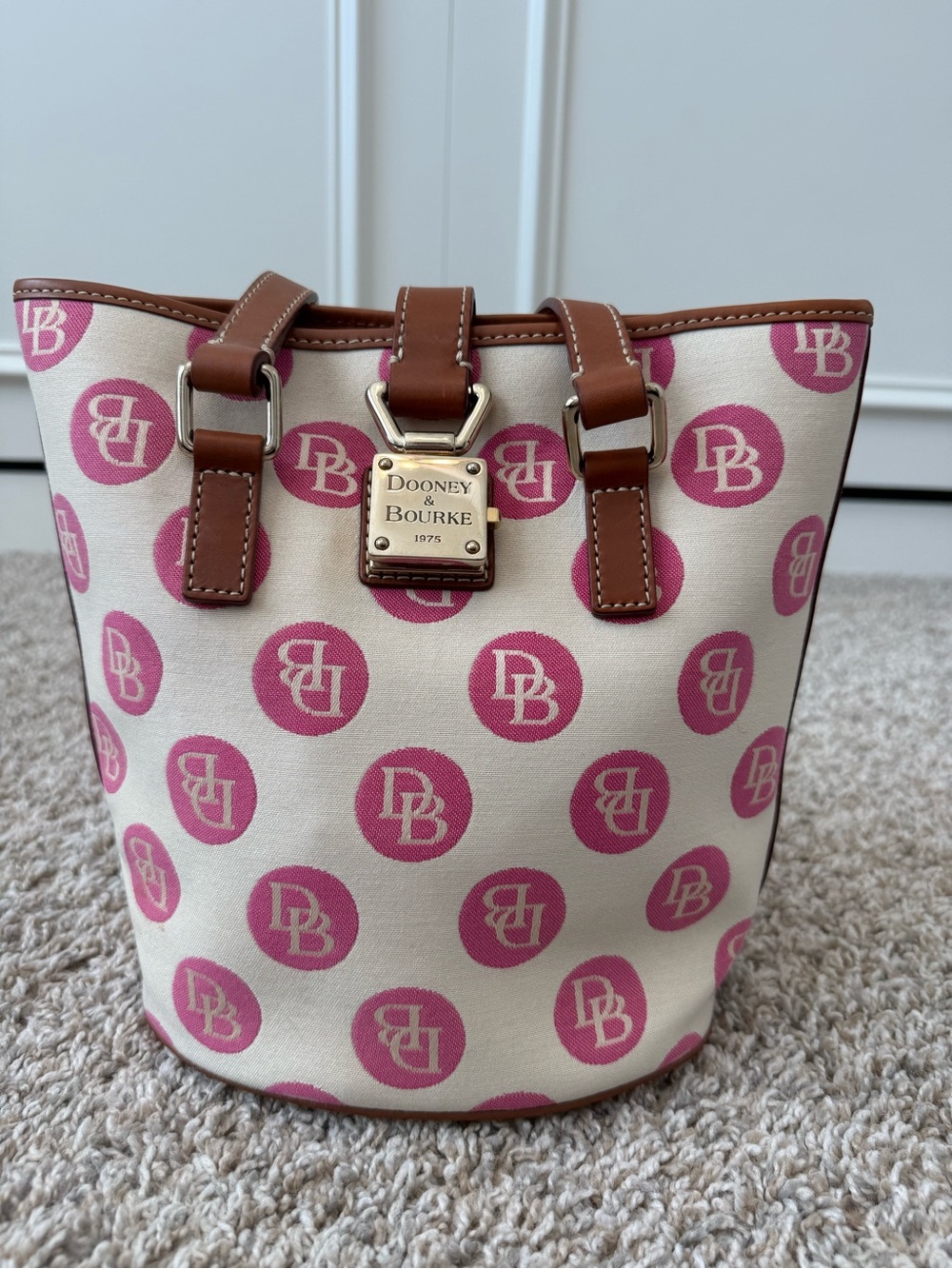 Dooney & Bourke Pink Logo Canvas Bucket Bag